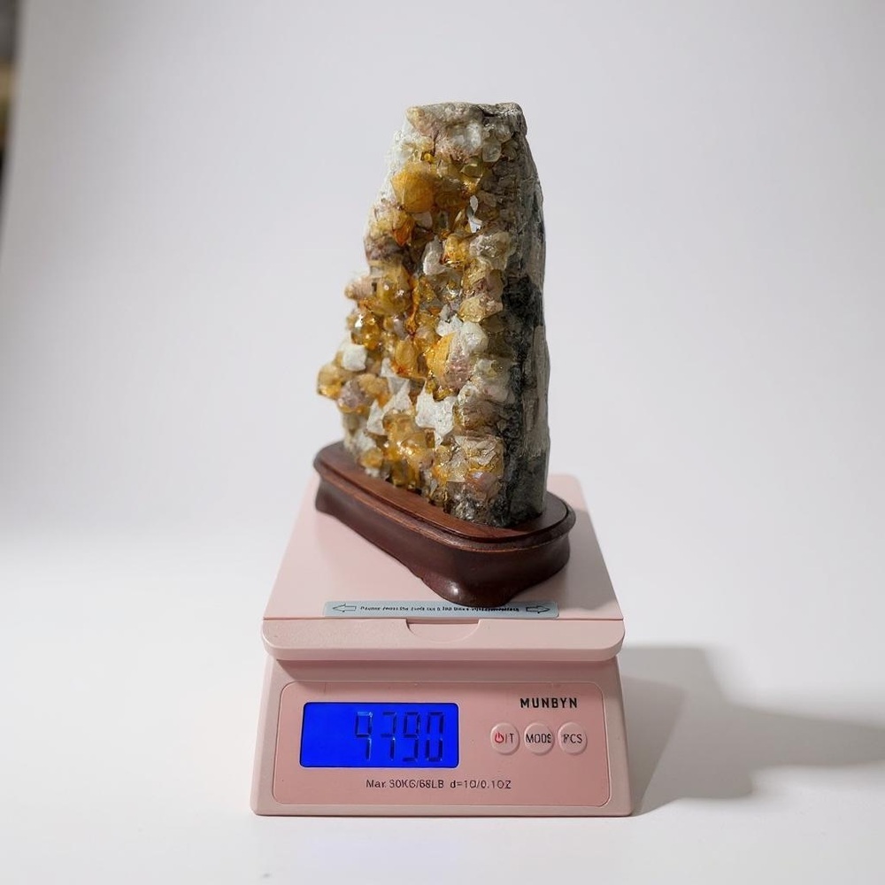 PRICE IS FIRM - Natural Citrine Accent Piece with Custom Wooden Base - Picture 8 of 12